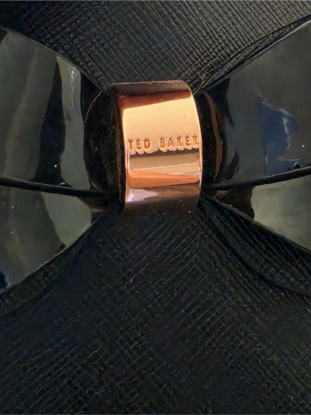 100% leather Ted Baker Black Tote Bag with Bow Accent - Picture 4 of 9